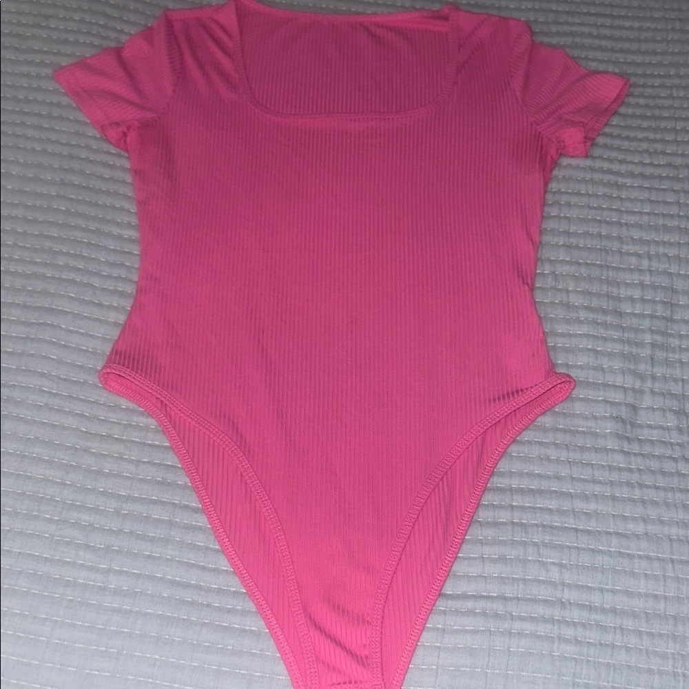 SHEIN Pink Ribbed Bodysuit